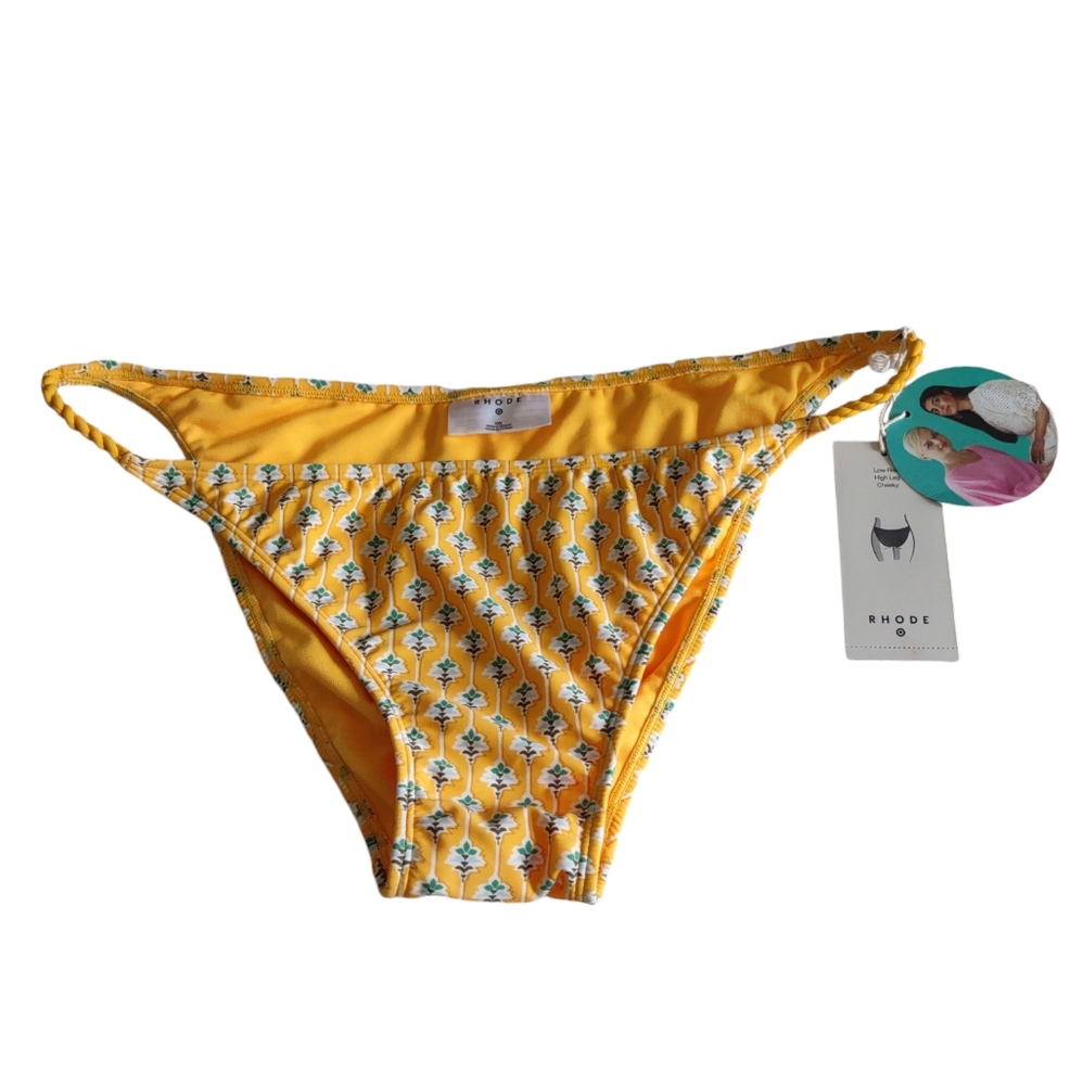 NWT Rhode For Target XXL Yellow Floral Low Rise High Leg Cheeky Bikini Bottom